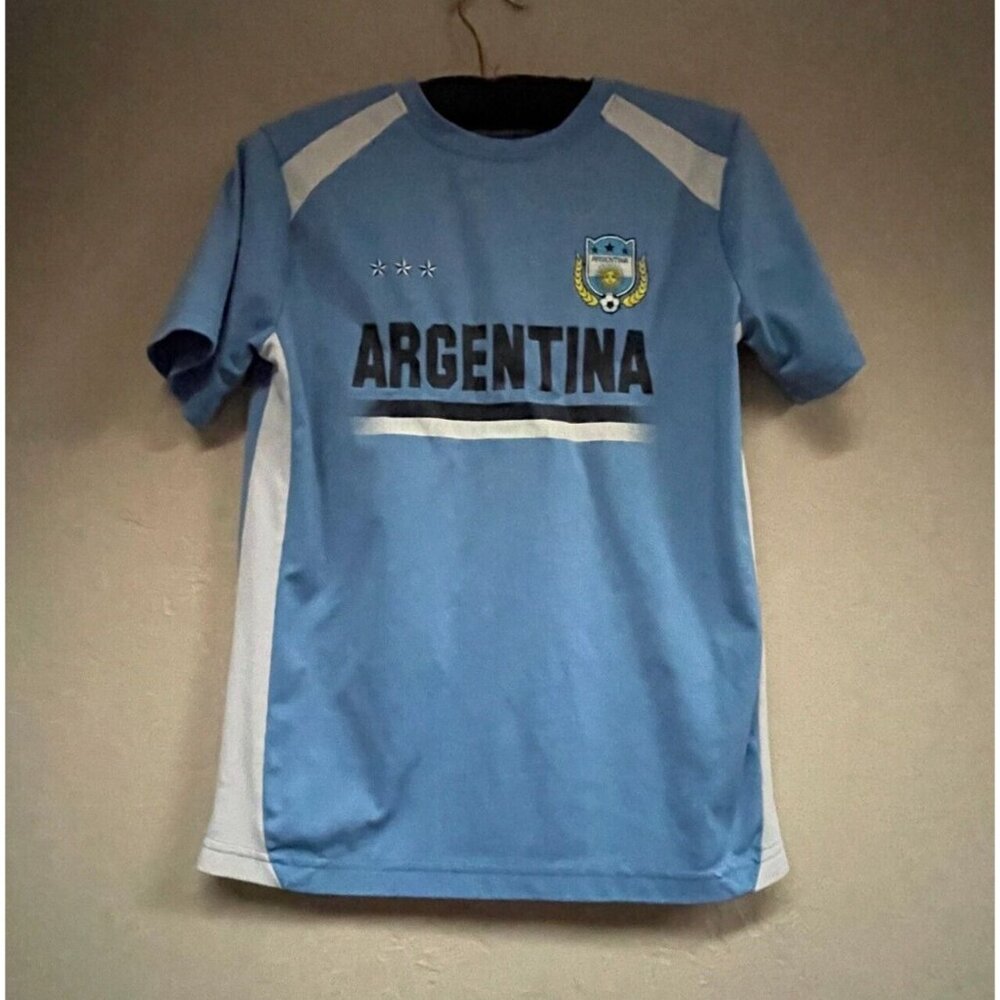 Striker Argentina Team Soccer Crew Neck Short Sleeve Jersey Top Youth Large Blue